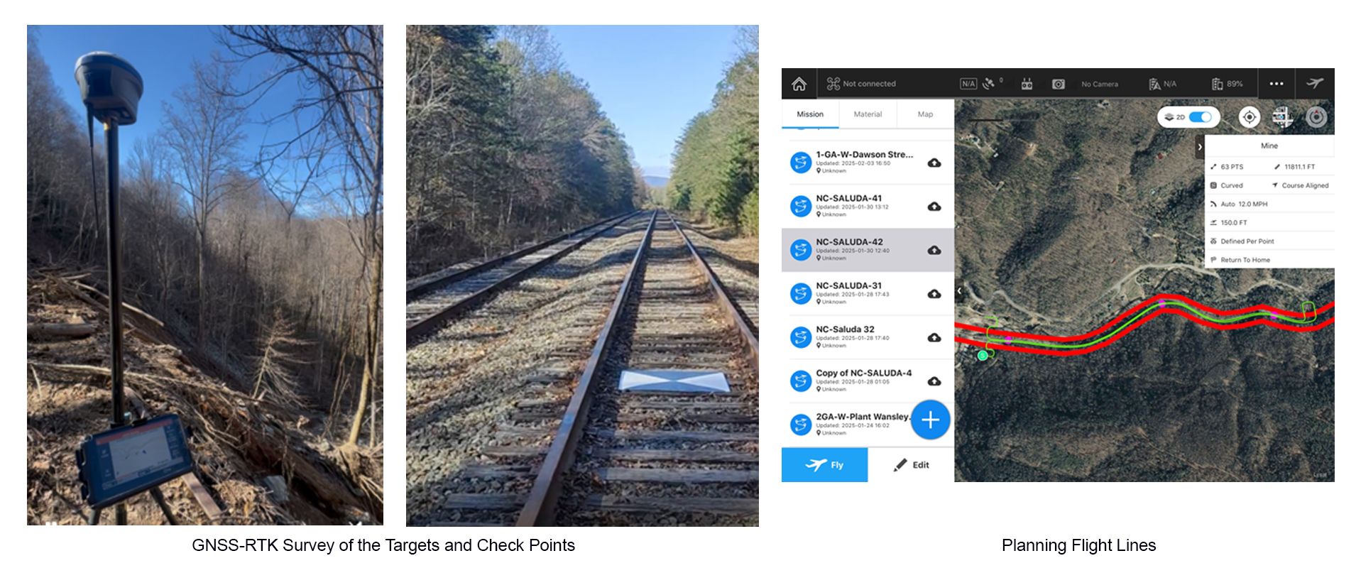 Saluda Grade Project GNSS-RTK survey of check points and targets. Setting targets along planned flight lines.